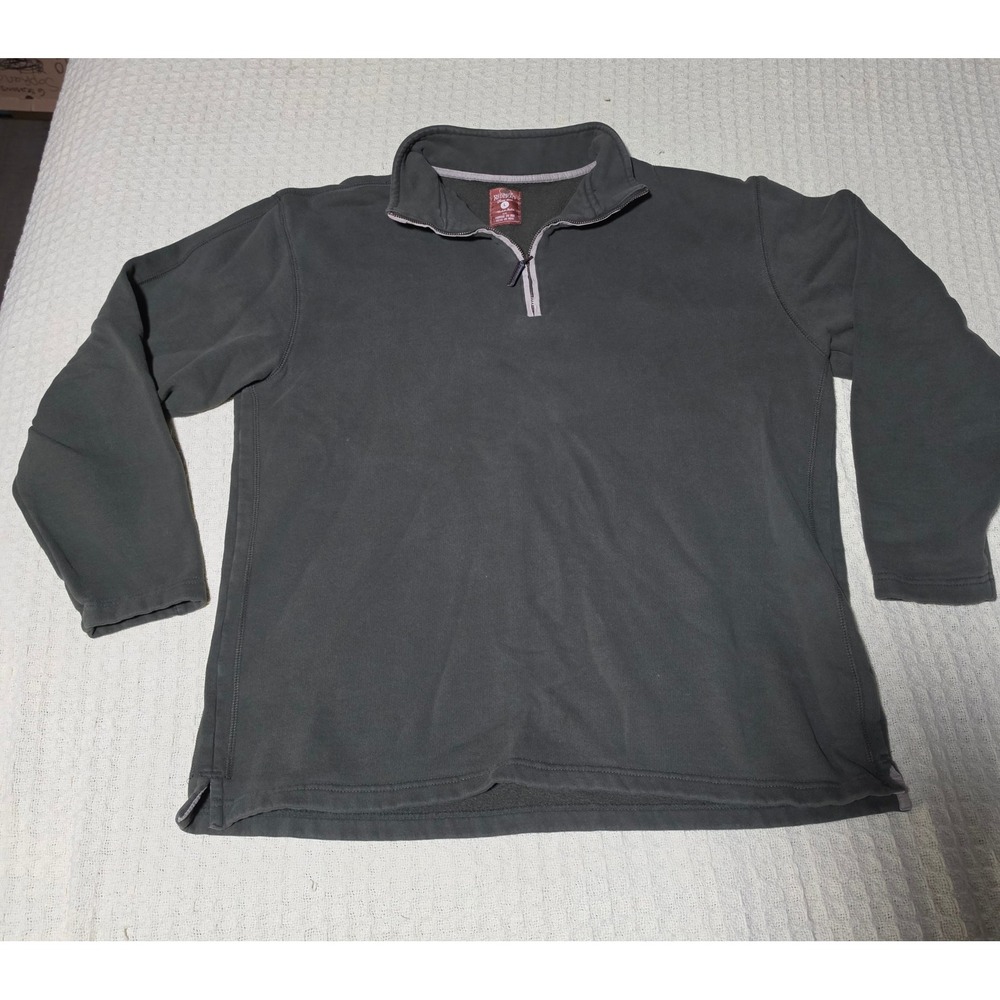 RedHead Mens Quarter Zip Fleece Pullover Sweater Dark Green Gray Large